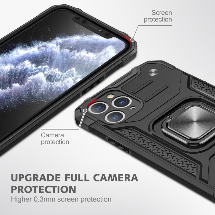For iPhone 11 Magnetic Armor Shockproof TPU + PC Case with Metal Ring Holder