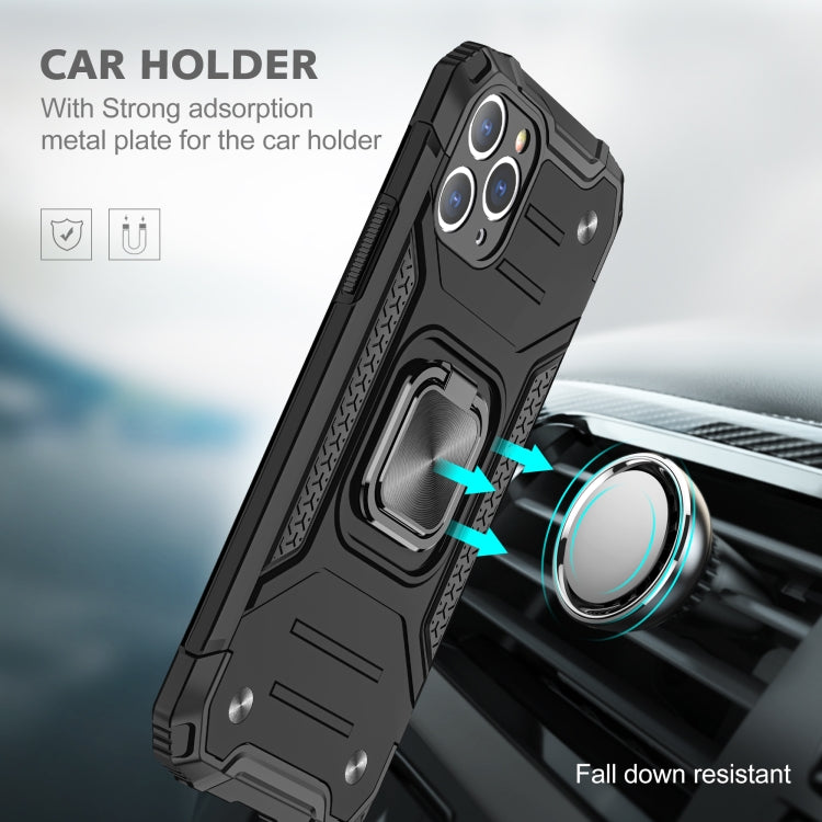 For iPhone 11 Magnetic Armor Shockproof TPU + PC Case with Metal Ring Holder