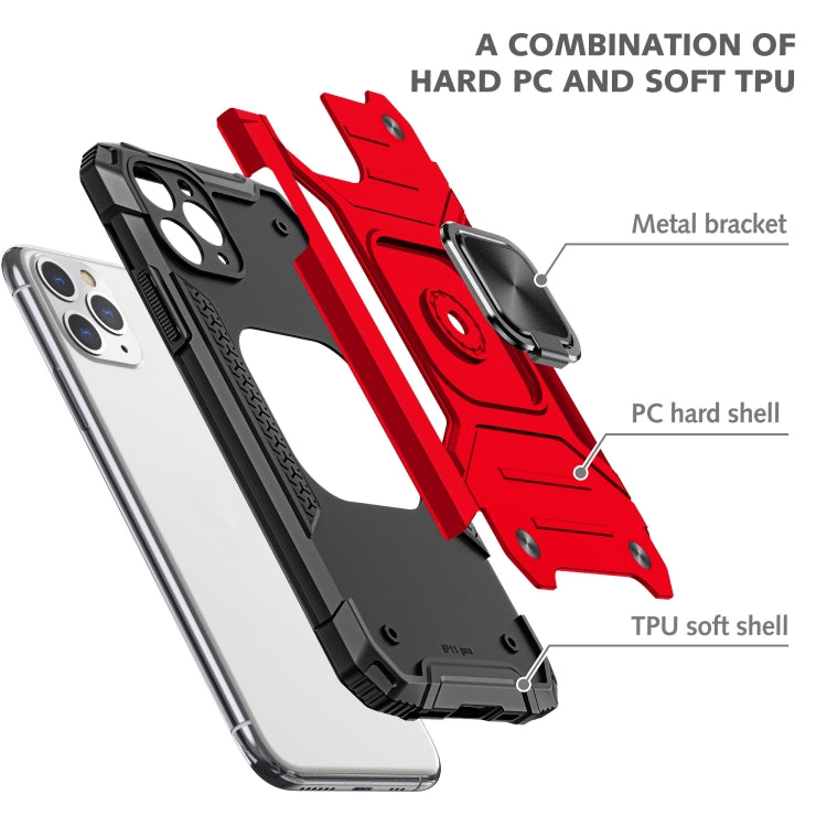 For iPhone 11 Magnetic Armor Shockproof TPU + PC Case with Metal Ring Holder