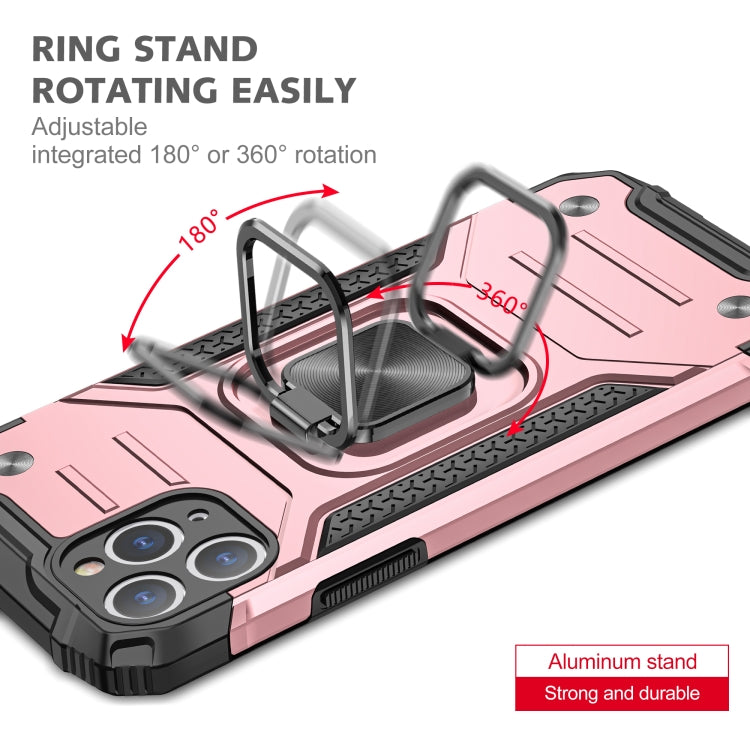 For iPhone 11 Magnetic Armor Shockproof TPU + PC Case with Metal Ring Holder