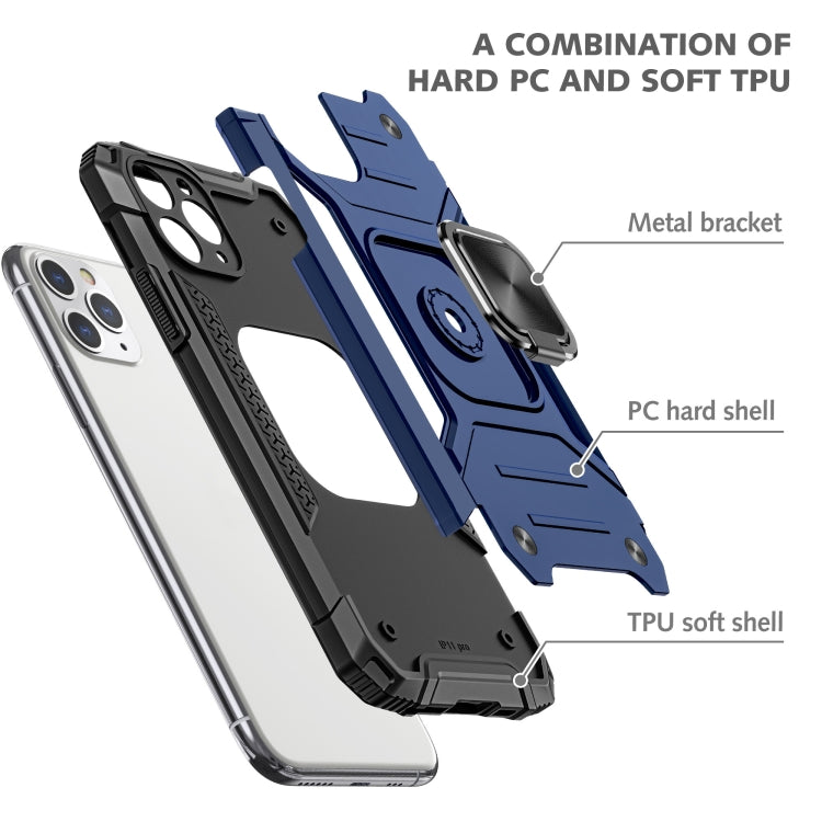 For iPhone 11 Pro Magnetic Armor Shockproof TPU + PC Case with Metal Ring Holder