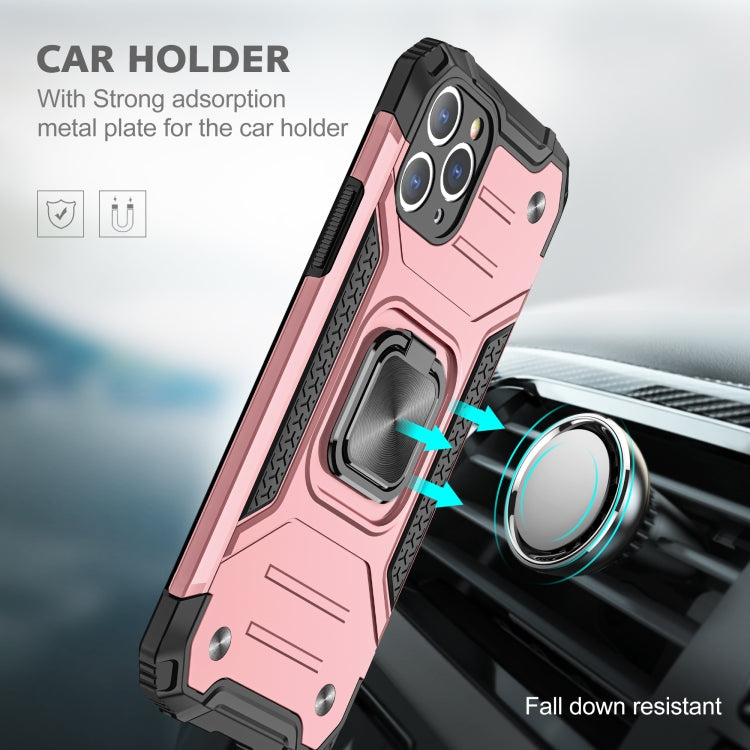 For iPhone 11 Pro Magnetic Armor Shockproof TPU + PC Case with Metal Ring Holder