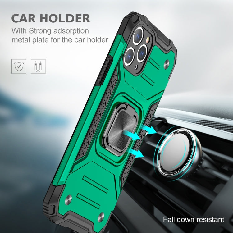 For iPhone 11 Pro Magnetic Armor Shockproof TPU + PC Case with Metal Ring Holder