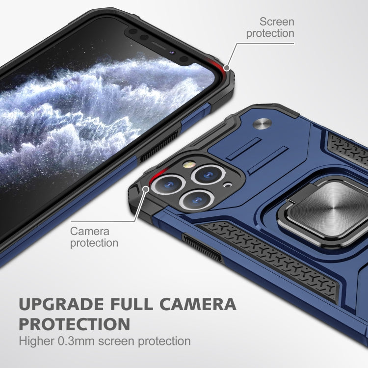 For iPhone 11 Pro Max Magnetic Armor Shockproof TPU + PC Case with Metal Ring Holder