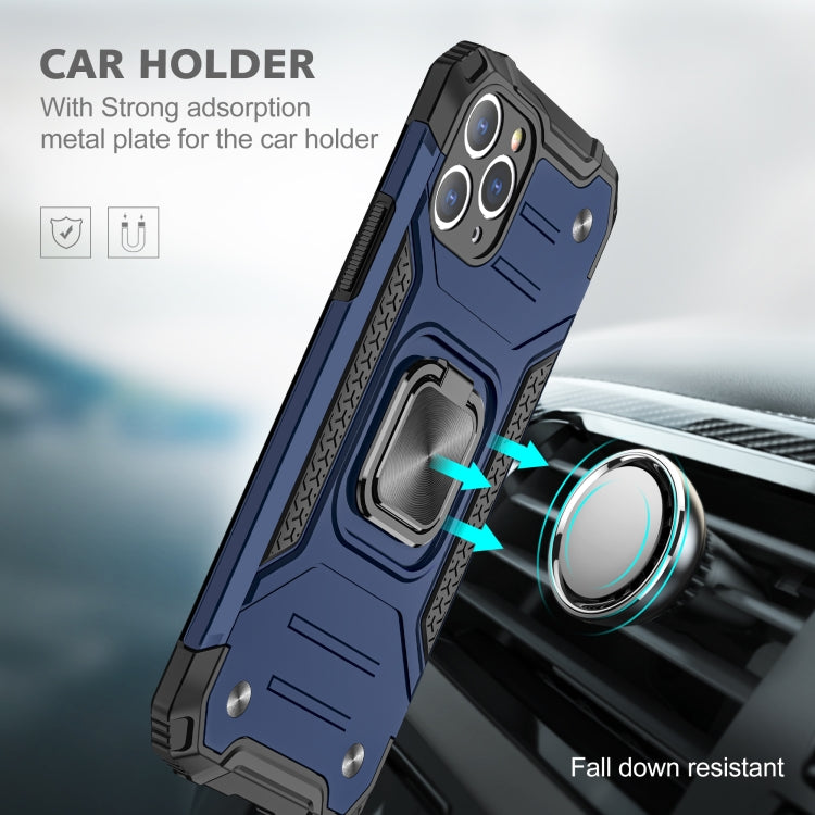 For iPhone 11 Pro Max Magnetic Armor Shockproof TPU + PC Case with Metal Ring Holder