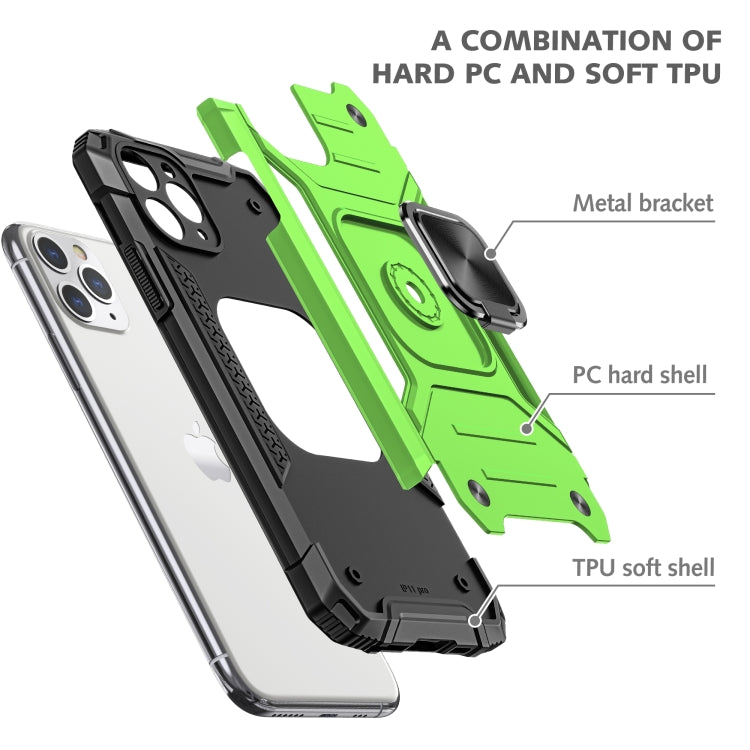 For iPhone 11 Pro Max Magnetic Armor Shockproof TPU + PC Case with Metal Ring Holder
