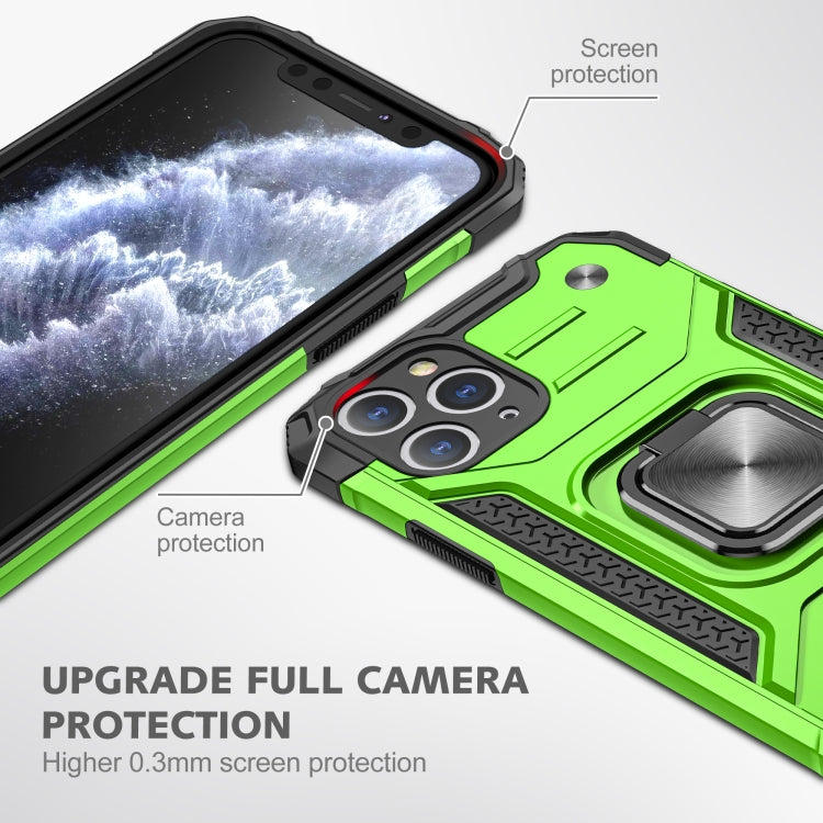 For iPhone 11 Pro Max Magnetic Armor Shockproof TPU + PC Case with Metal Ring Holder