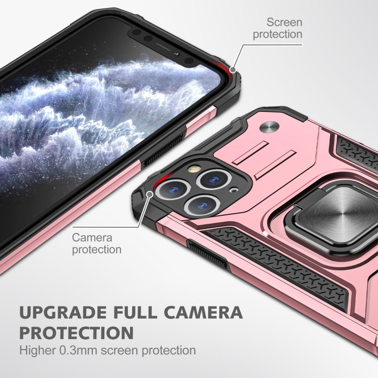 For iPhone 11 Pro Max Magnetic Armor Shockproof TPU + PC Case with Metal Ring Holder