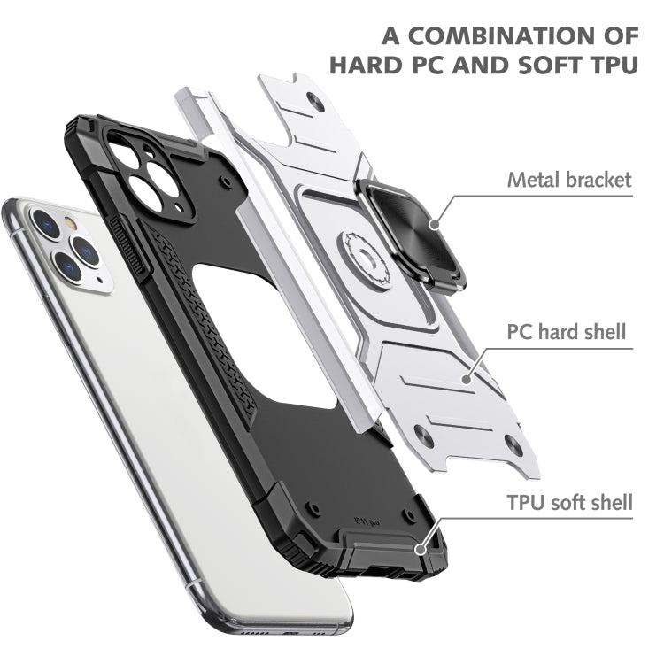 For iPhone 11 Pro Max Magnetic Armor Shockproof TPU + PC Case with Metal Ring Holder