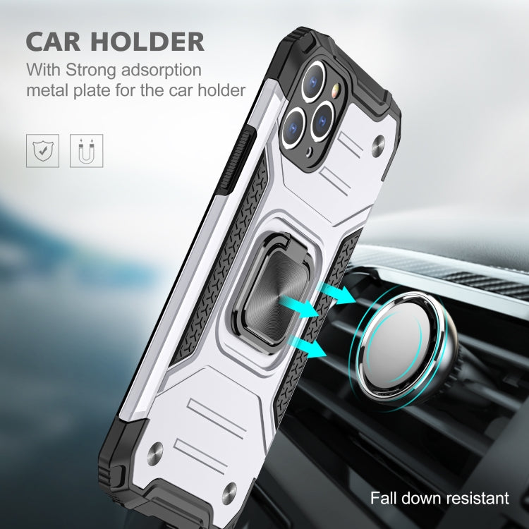 For iPhone 11 Pro Max Magnetic Armor Shockproof TPU + PC Case with Metal Ring Holder