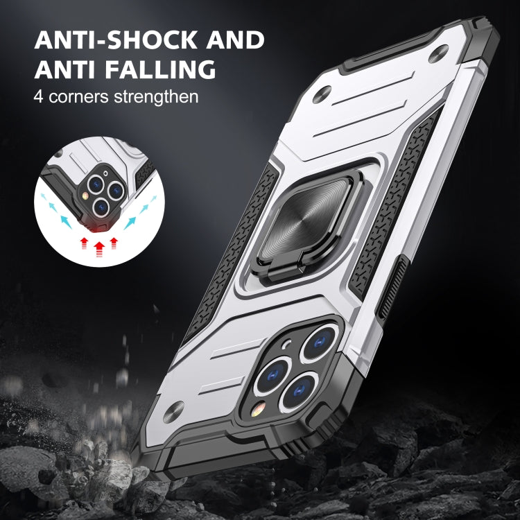 For iPhone 11 Pro Max Magnetic Armor Shockproof TPU + PC Case with Metal Ring Holder