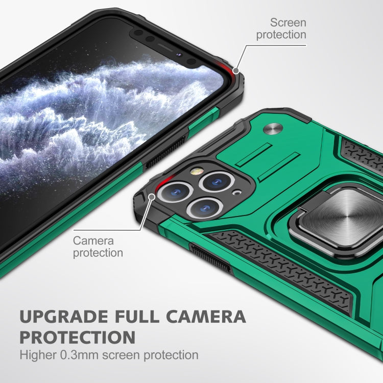 For iPhone 11 Pro Max Magnetic Armor Shockproof TPU + PC Case with Metal Ring Holder