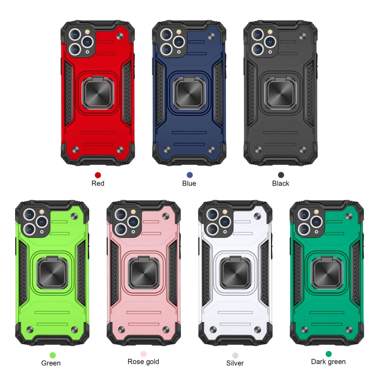 For iPhone 11 Pro Max Magnetic Armor Shockproof TPU + PC Case with Metal Ring Holder