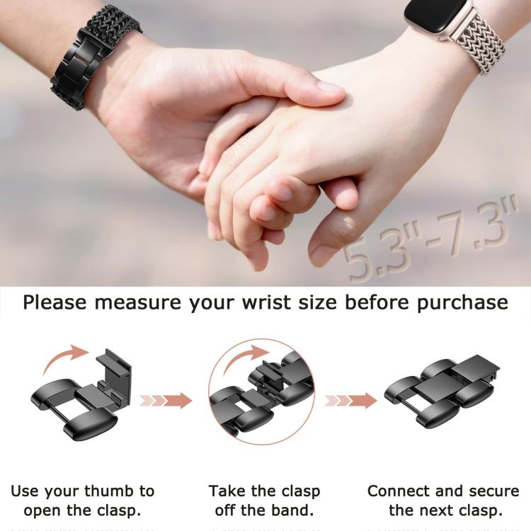 For Apple Watch 42 / 44 / 45 / 46 / 49mm xDfind Herringbone Braided Stainless Steel Watch Band