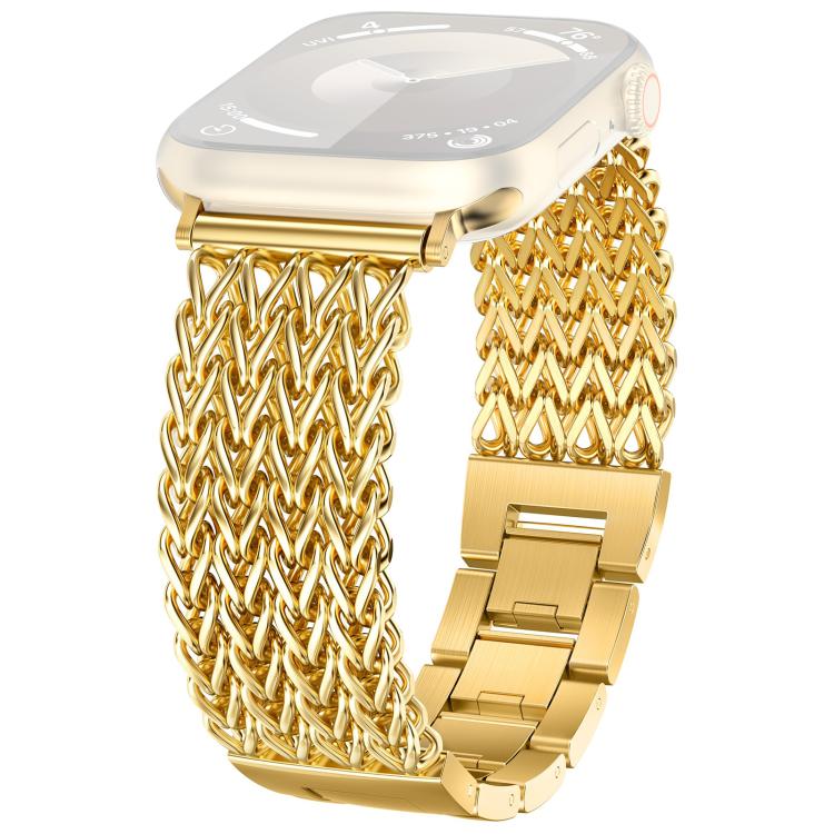 For Apple Watch 42 / 44 / 45 / 46 / 49mm xDfind Herringbone Braided Stainless Steel Watch Band