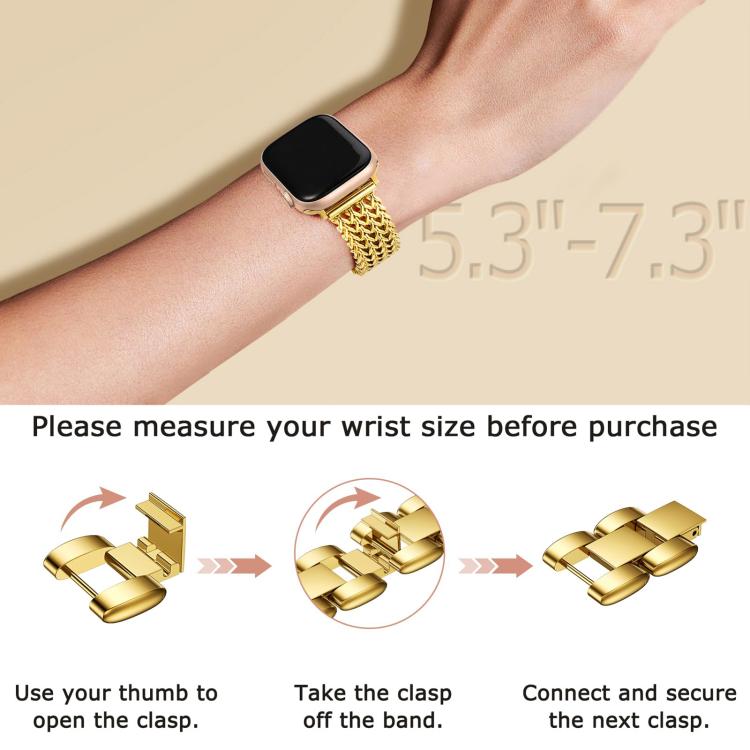 For Apple Watch 42 / 44 / 45 / 46 / 49mm xDfind Herringbone Braided Stainless Steel Watch Band