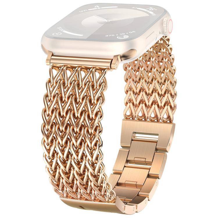 For Apple Watch 42 / 44 / 45 / 46 / 49mm xDfind Herringbone Braided Stainless Steel Watch Band