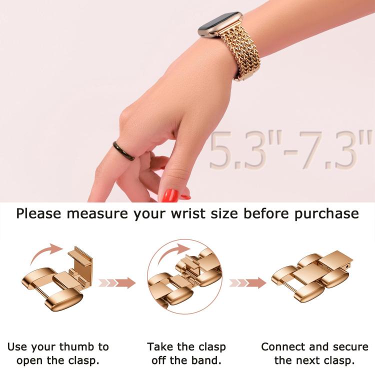For Apple Watch 42 / 44 / 45 / 46 / 49mm xDfind Herringbone Braided Stainless Steel Watch Band