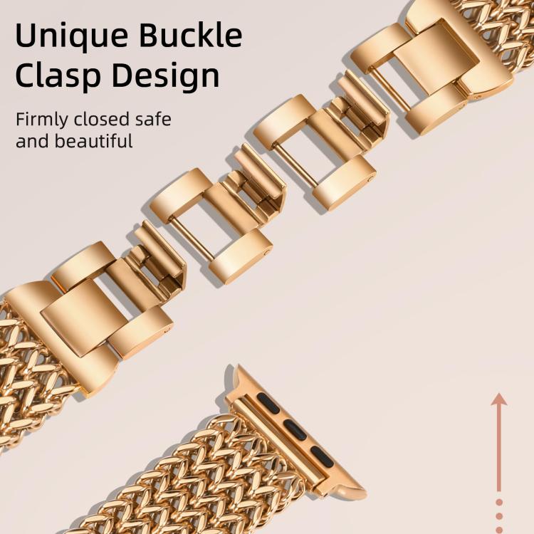 For Apple Watch 42 / 44 / 45 / 46 / 49mm xDfind Herringbone Braided Stainless Steel Watch Band