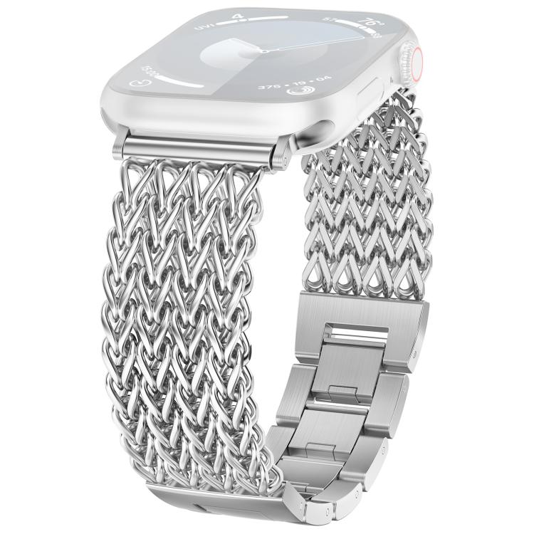 For Apple Watch 42 / 44 / 45 / 46 / 49mm xDfind Herringbone Braided Stainless Steel Watch Band