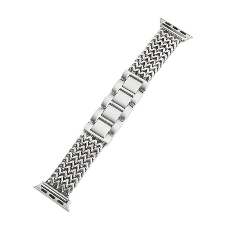 For Apple Watch 42 / 44 / 45 / 46 / 49mm xDfind Herringbone Braided Stainless Steel Watch Band