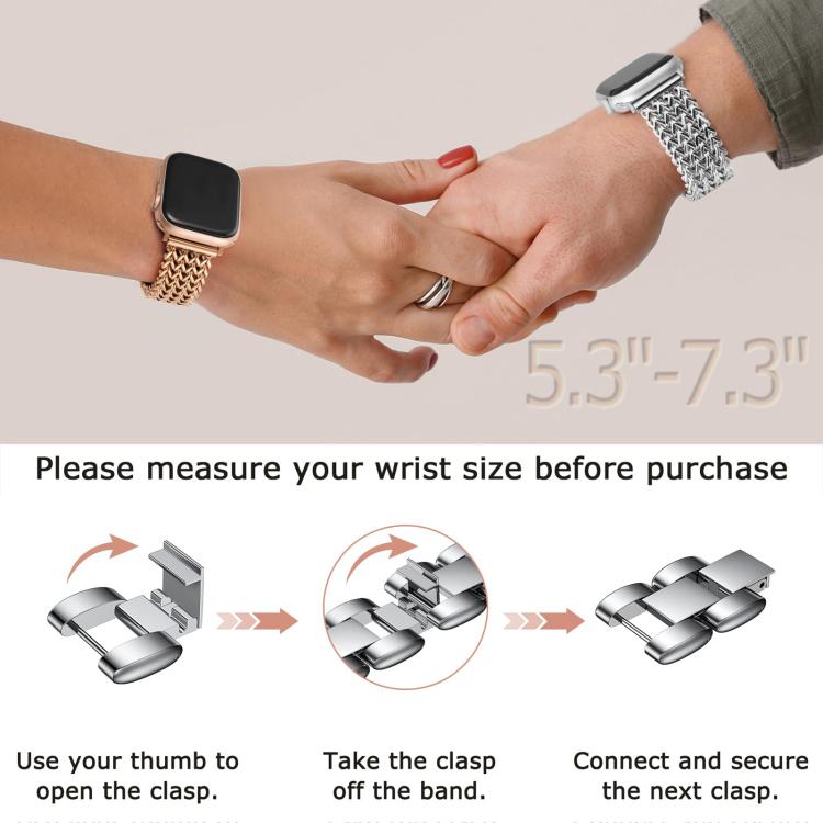 For Apple Watch 42 / 44 / 45 / 46 / 49mm xDfind Herringbone Braided Stainless Steel Watch Band