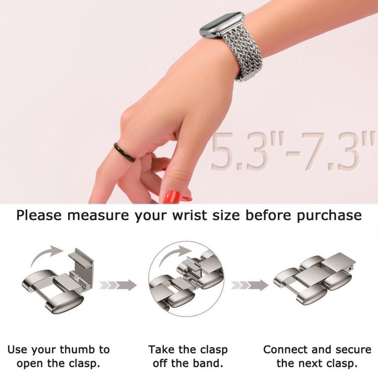 For Apple Watch 42 / 44 / 45 / 46 / 49mm xDfind Herringbone Braided Stainless Steel Watch Band