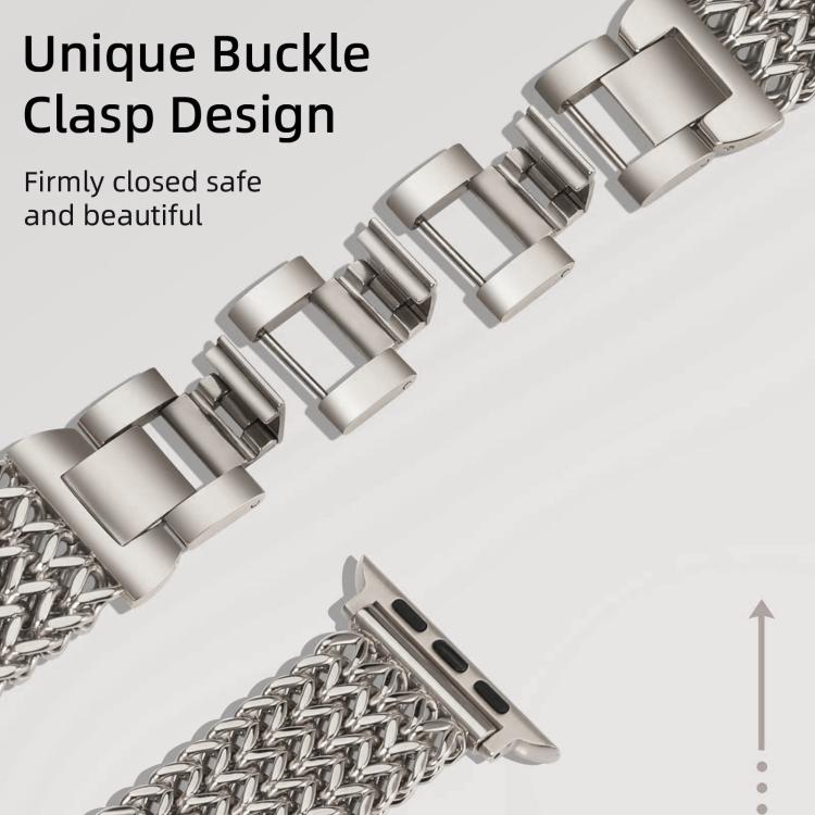 For Apple Watch 42 / 44 / 45 / 46 / 49mm xDfind Herringbone Braided Stainless Steel Watch Band