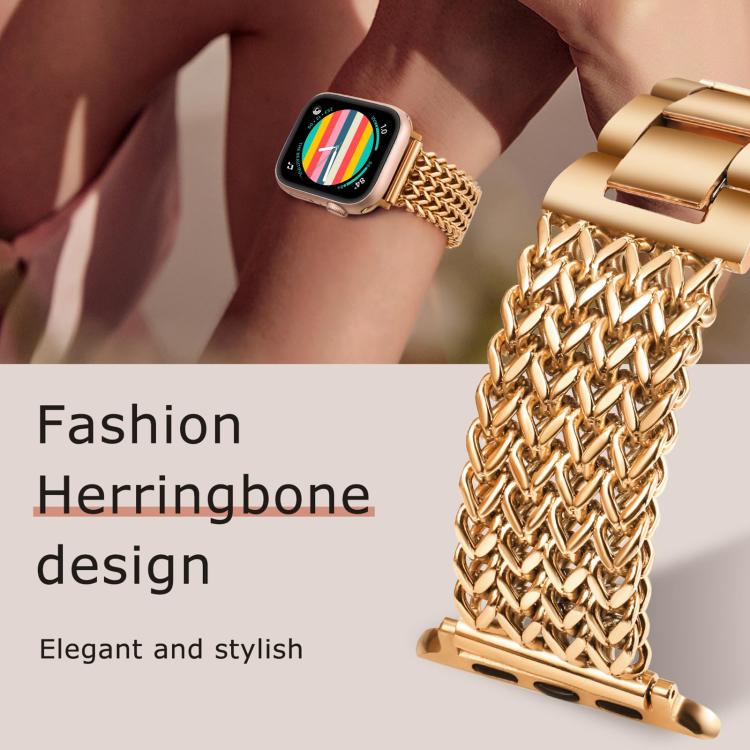For Apple Watch 38 / 40 / 41 / S10 42mm xDfind Herringbone Braided Stainless Steel Watch Band