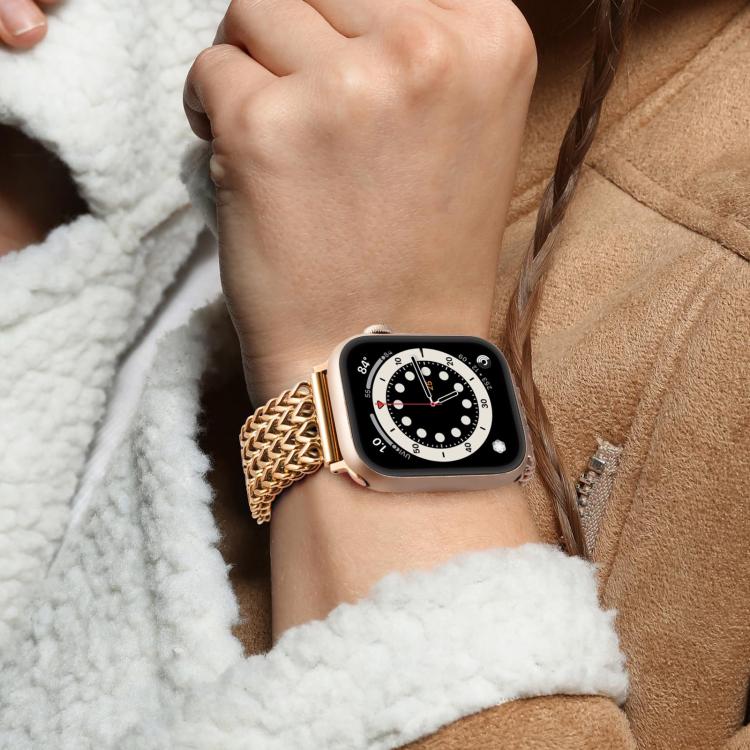 For Apple Watch 38 / 40 / 41 / S10 42mm xDfind Herringbone Braided Stainless Steel Watch Band