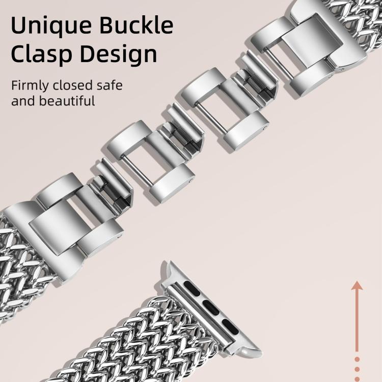 For Apple Watch 38 / 40 / 41 / S10 42mm xDfind Herringbone Braided Stainless Steel Watch Band