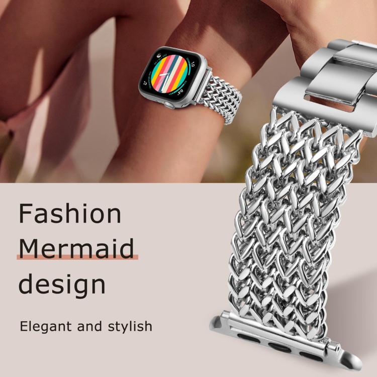 For Apple Watch 38 / 40 / 41 / S10 42mm xDfind Herringbone Braided Stainless Steel Watch Band