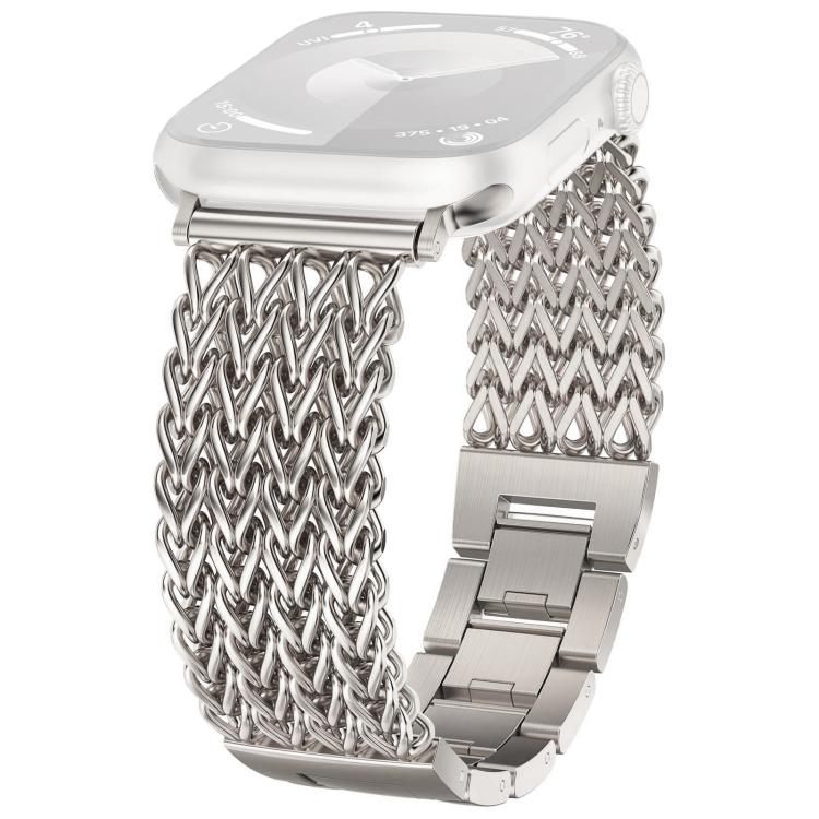 For Apple Watch 38 / 40 / 41 / S10 42mm xDfind Herringbone Braided Stainless Steel Watch Band