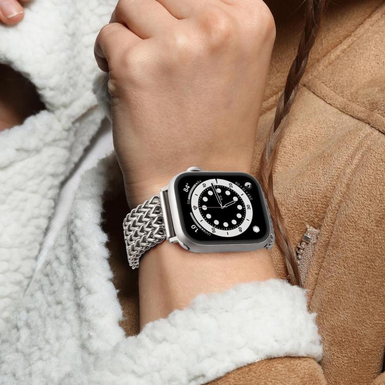 For Apple Watch 38 / 40 / 41 / S10 42mm xDfind Herringbone Braided Stainless Steel Watch Band