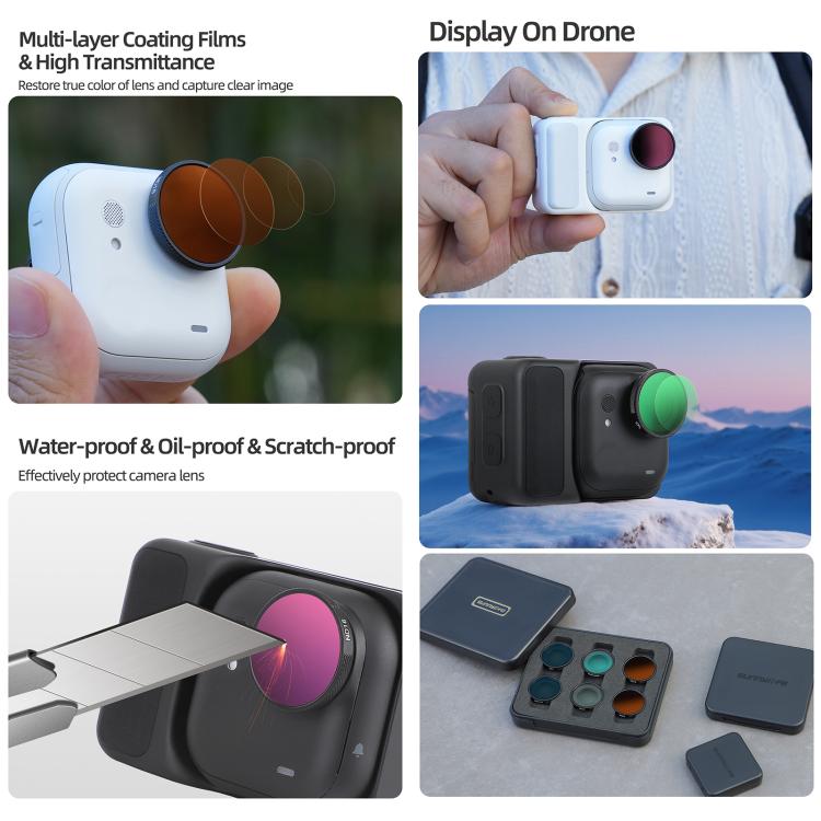 For Insta360 GO Ultra Sunnylife Camera Lens Filter, Filter:6 in 1 Mixed Filter