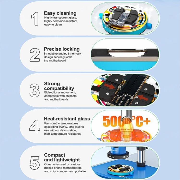 Relife RL-601Q Heat-Insulating Ring-Shaped Tempered Glass Motherboard Repair Fixture