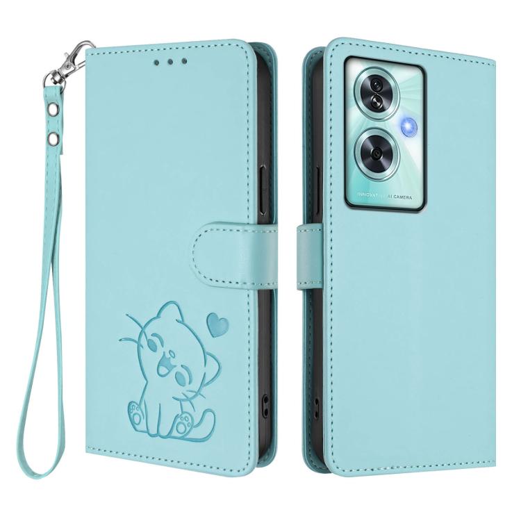 For OnePlus Nord N30 SE 5G Embossed Heart Cat Leather Phone Case with Hand Strap