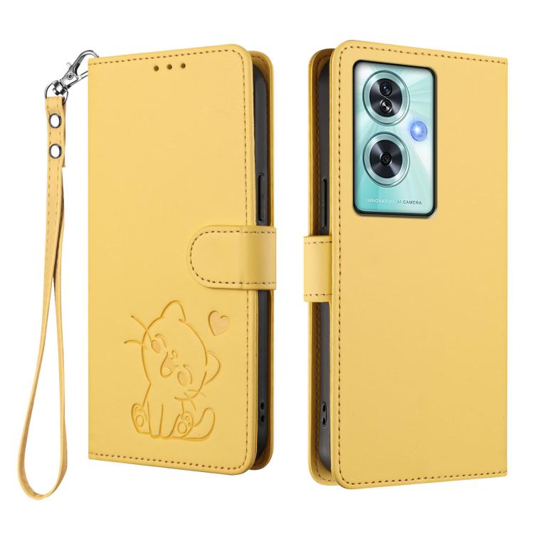 For OnePlus Nord N30 SE 5G Embossed Heart Cat Leather Phone Case with Hand Strap