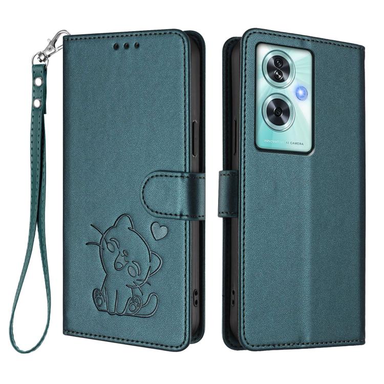 For OnePlus Nord N30 SE 5G Embossed Heart Cat Leather Phone Case with Hand Strap