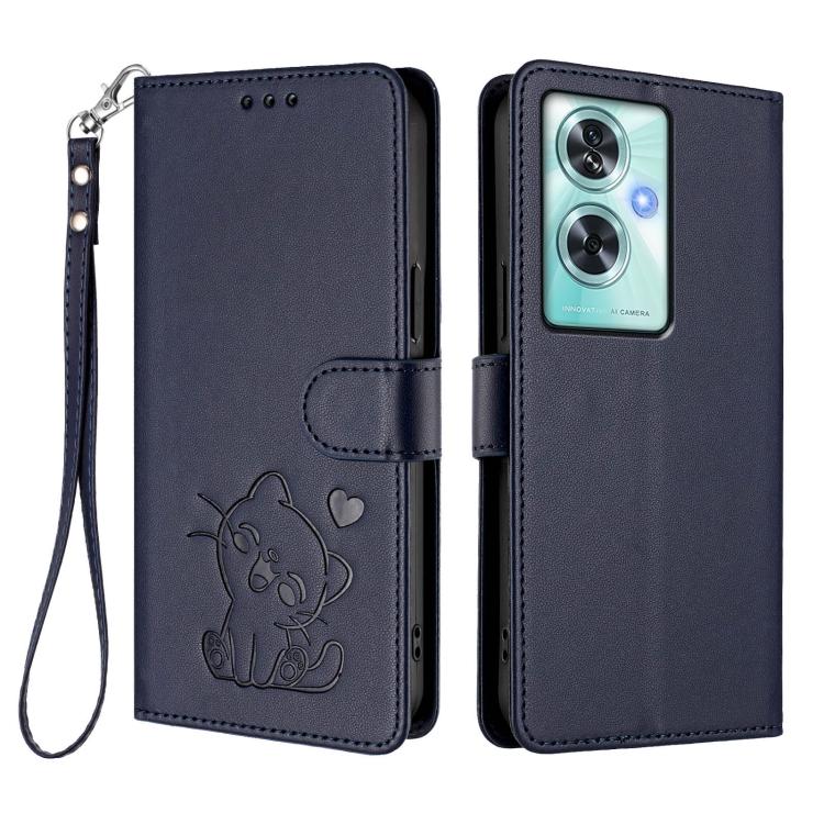 For OnePlus Nord N30 SE 5G Embossed Heart Cat Leather Phone Case with Hand Strap