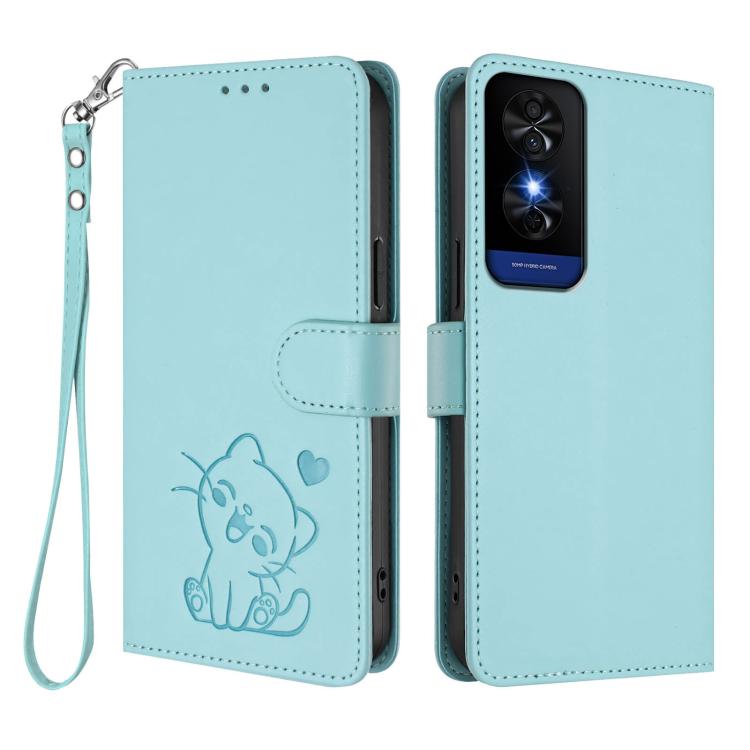 For TCL 50 5G / 50 XE NxtPaper 5G Embossed Heart Cat Leather Phone Case with Hand Strap
