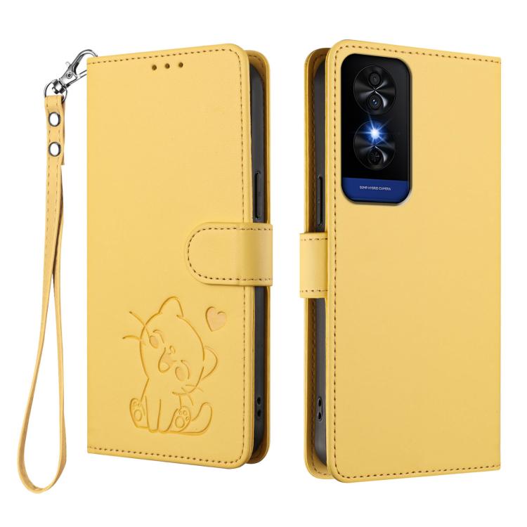 For TCL 50 5G / 50 XE NxtPaper 5G Embossed Heart Cat Leather Phone Case with Hand Strap