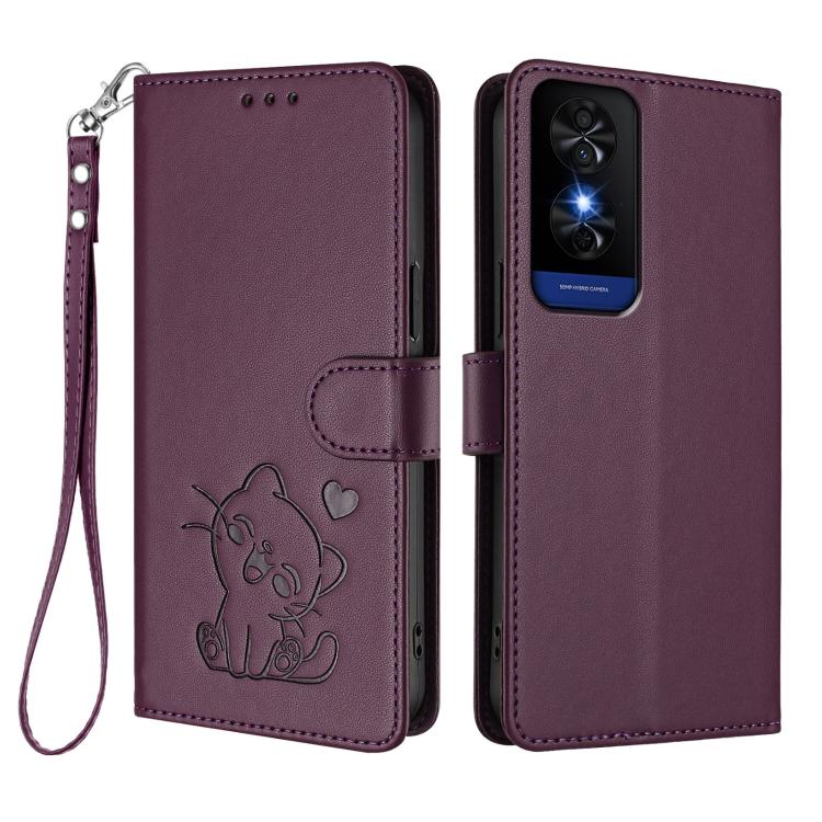 For TCL 50 5G / 50 XE NxtPaper 5G Embossed Heart Cat Leather Phone Case with Hand Strap