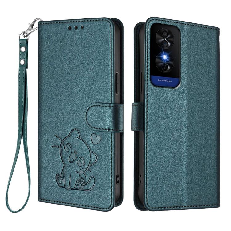 For TCL 50 5G / 50 XE NxtPaper 5G Embossed Heart Cat Leather Phone Case with Hand Strap