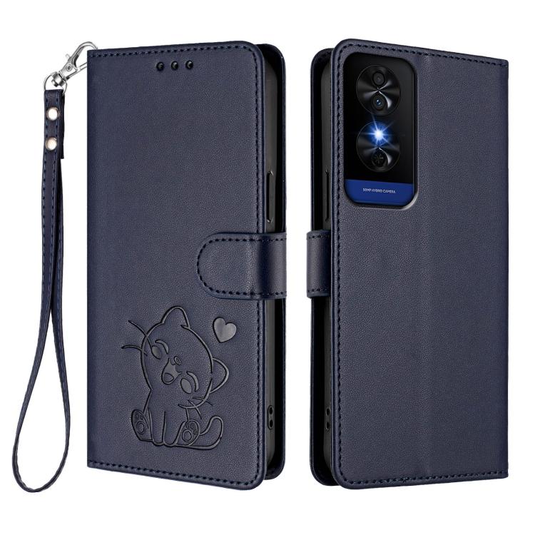 For TCL 50 5G / 50 XE NxtPaper 5G Embossed Heart Cat Leather Phone Case with Hand Strap