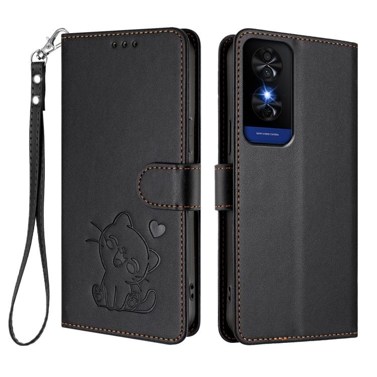 For TCL 50 5G / 50 XE NxtPaper 5G Embossed Heart Cat Leather Phone Case with Hand Strap