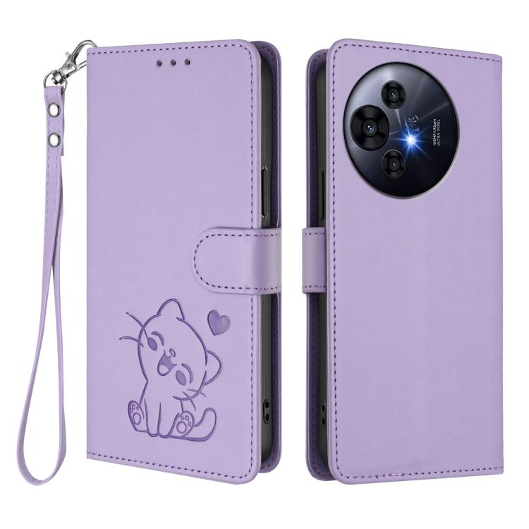 For TCL 50 Pro NxtPaper / 50 NxtPaper 5G Embossed Heart Cat Leather Phone Case with Hand Strap