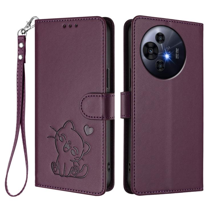 For TCL 50 Pro NxtPaper / 50 NxtPaper 5G Embossed Heart Cat Leather Phone Case with Hand Strap