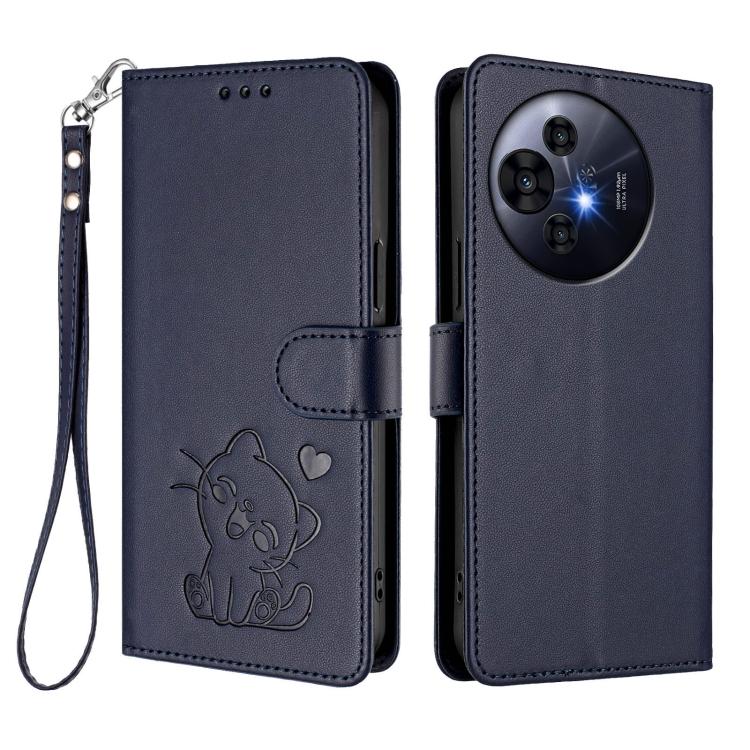 For TCL 50 Pro NxtPaper / 50 NxtPaper 5G Embossed Heart Cat Leather Phone Case with Hand Strap