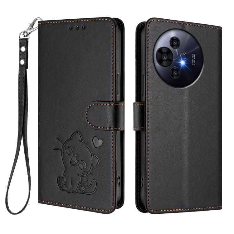 For TCL 50 Pro NxtPaper / 50 NxtPaper 5G Embossed Heart Cat Leather Phone Case with Hand Strap